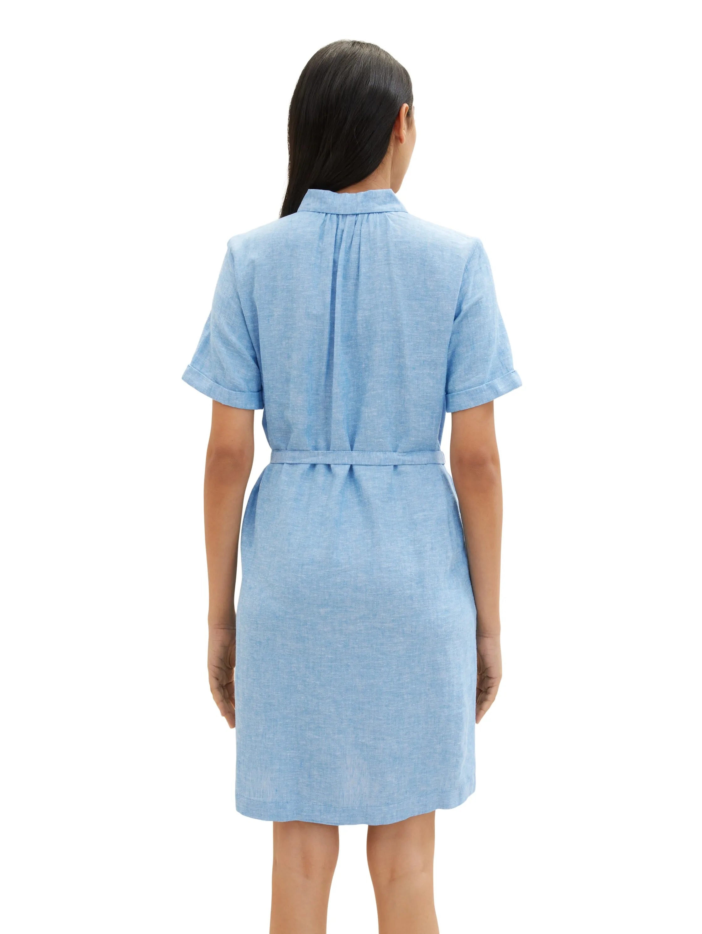 Tom Tailor Soft Cloud Blue Women Dress with Linen SKU: 1036654_21184 Image 03