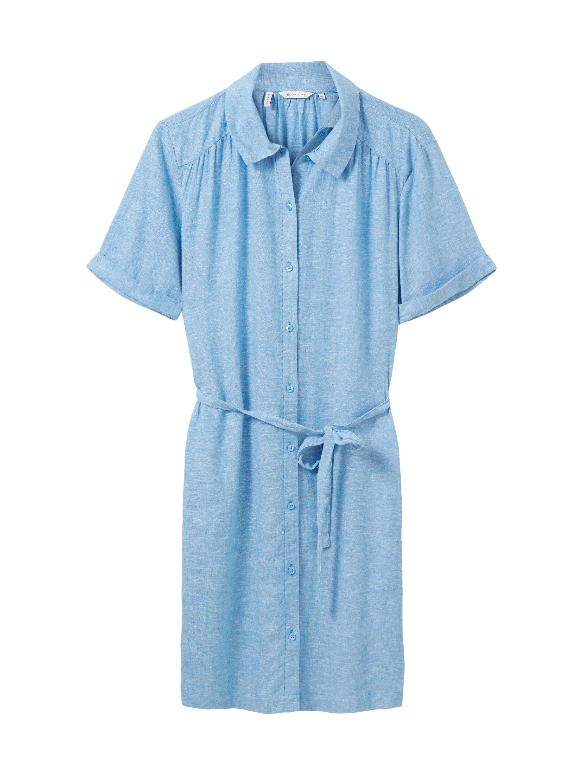 Tom Tailor Soft Cloud Blue Women Dress with Linen SKU: 1036654_21184 Image 07