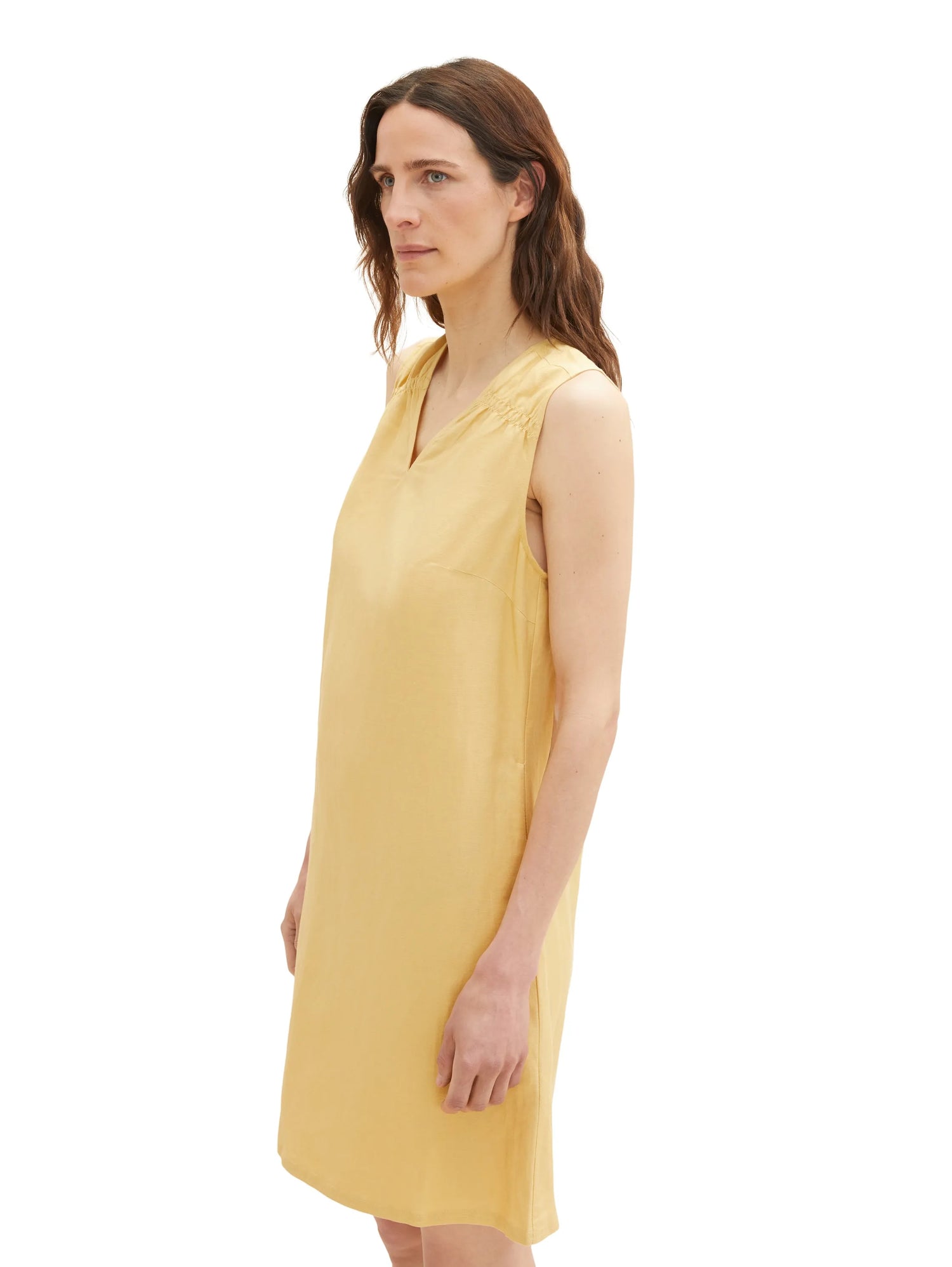 Tom Tailor Fawn Beige Women Dress with Linen SKU: 1036663_31648 Image 01