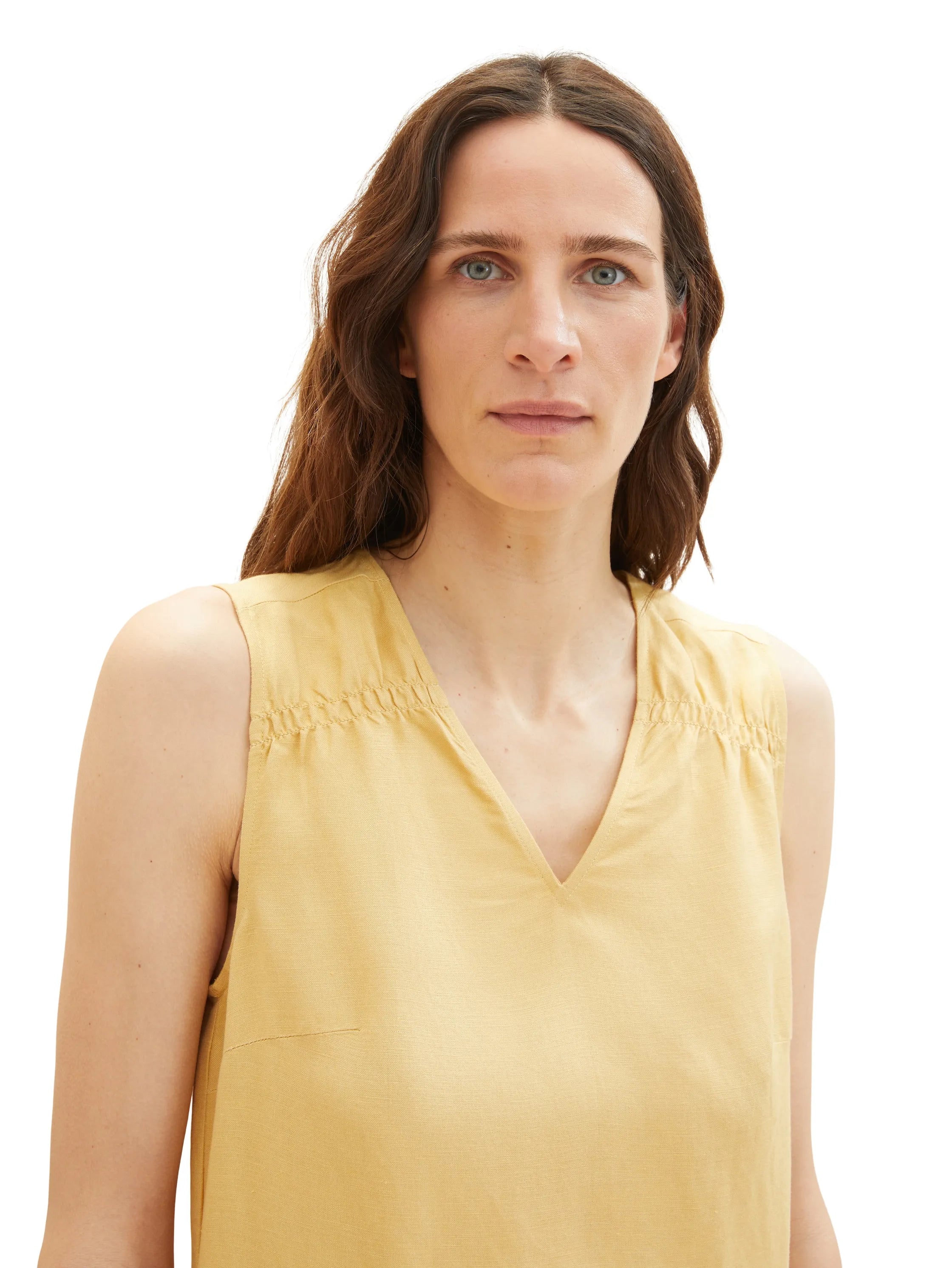 Tom Tailor Fawn Beige Women Dress with Linen SKU: 1036663_31648 Image 05