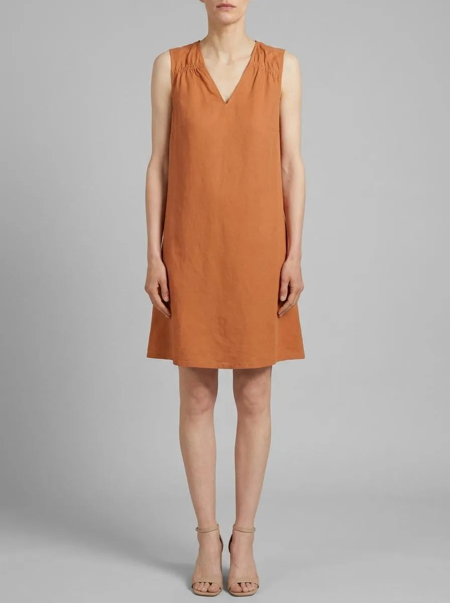 Tom Tailor Terracotta Brown Women Dress with Linen SKU: 1036663_31650 Image 00