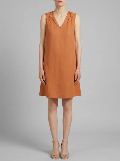 Tom Tailor Terracotta Brown Women Dress with Linen SKU: 1036663_31650 Image 00