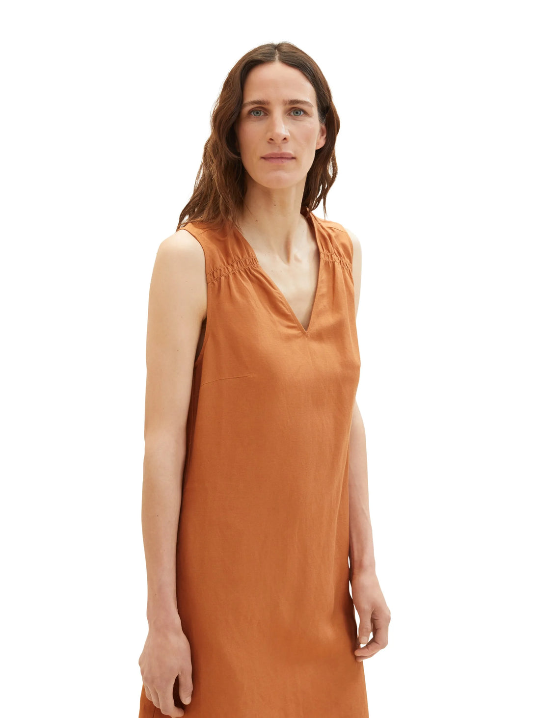 Tom Tailor Terracotta Brown Women Dress with Linen SKU: 1036663_31650 Image 01