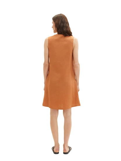 Tom Tailor Terracotta Brown Women Dress with Linen SKU: 1036663_31650 Image 03