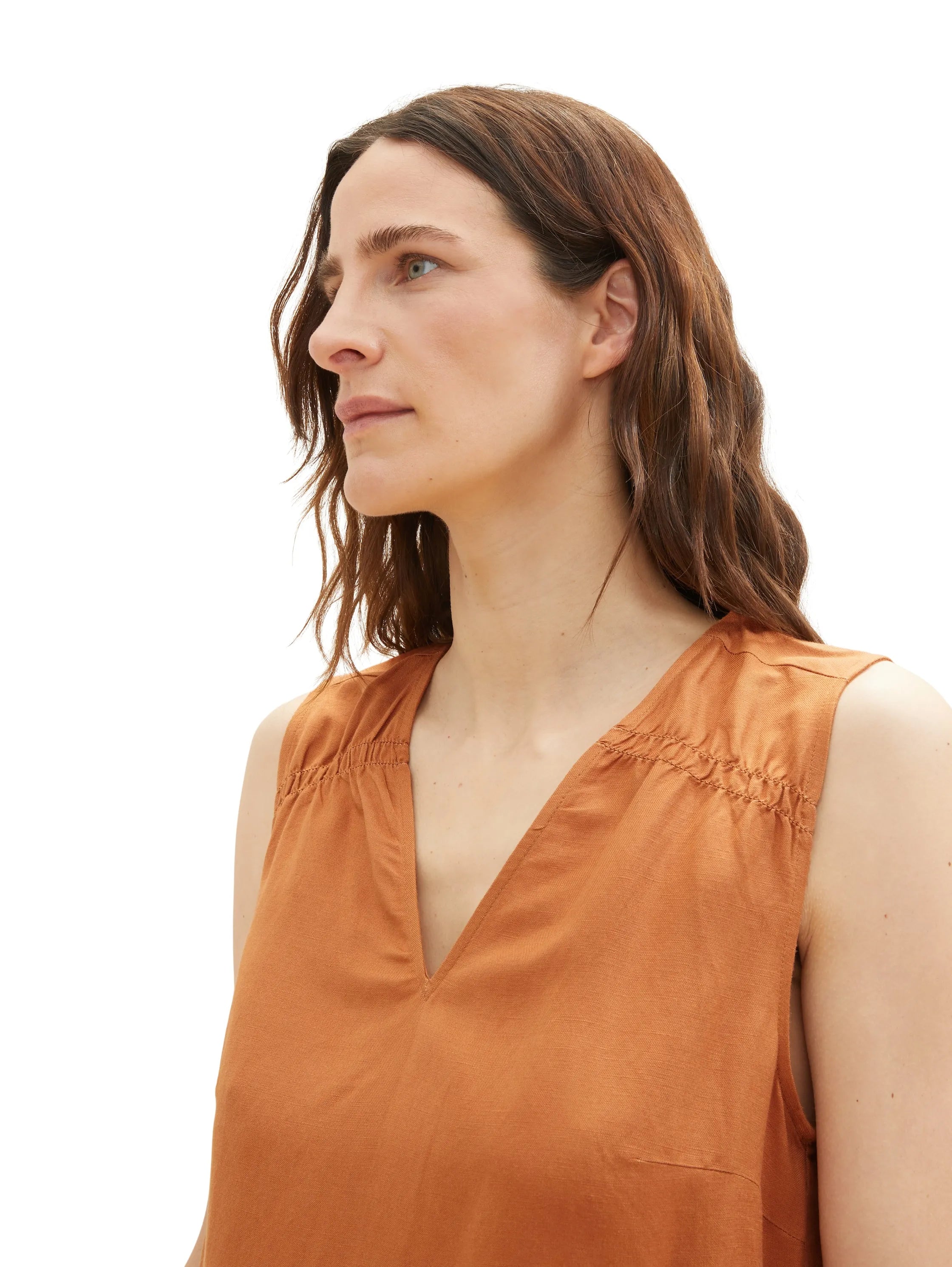 Tom Tailor Terracotta Brown Women Dress with Linen SKU: 1036663_31650 Image 05
