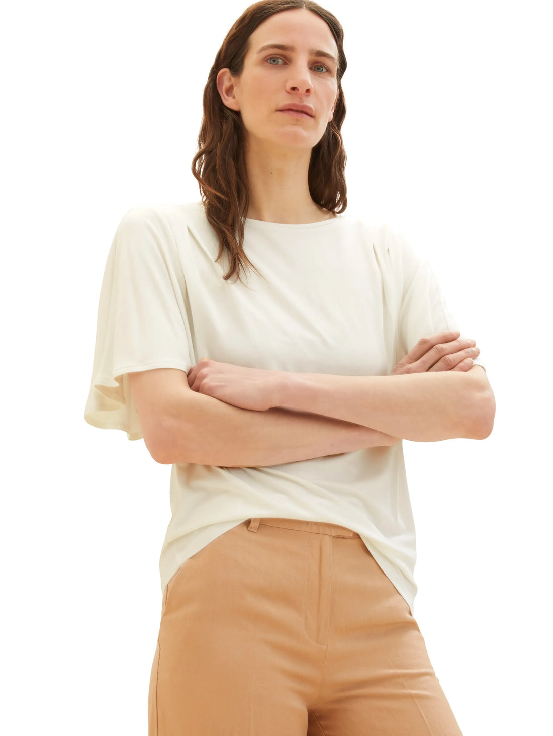 Tom Tailor Whisper White Women T-Shirt with Pleating SKU: 1036791_10315 Image 01