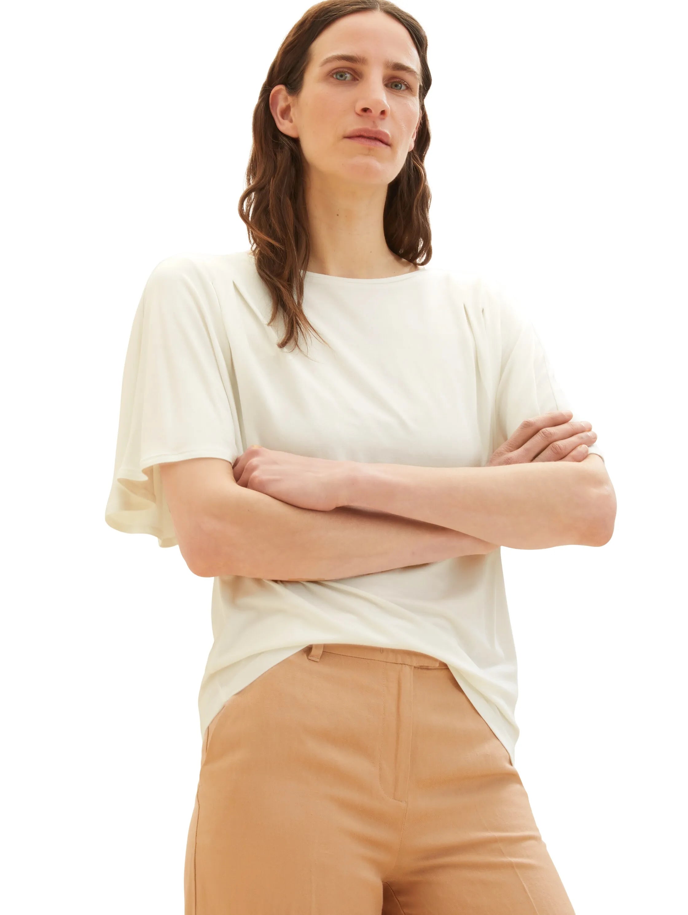 Tom Tailor Whisper White Women T-Shirt with Pleating SKU: 1036791_10315 Image 01