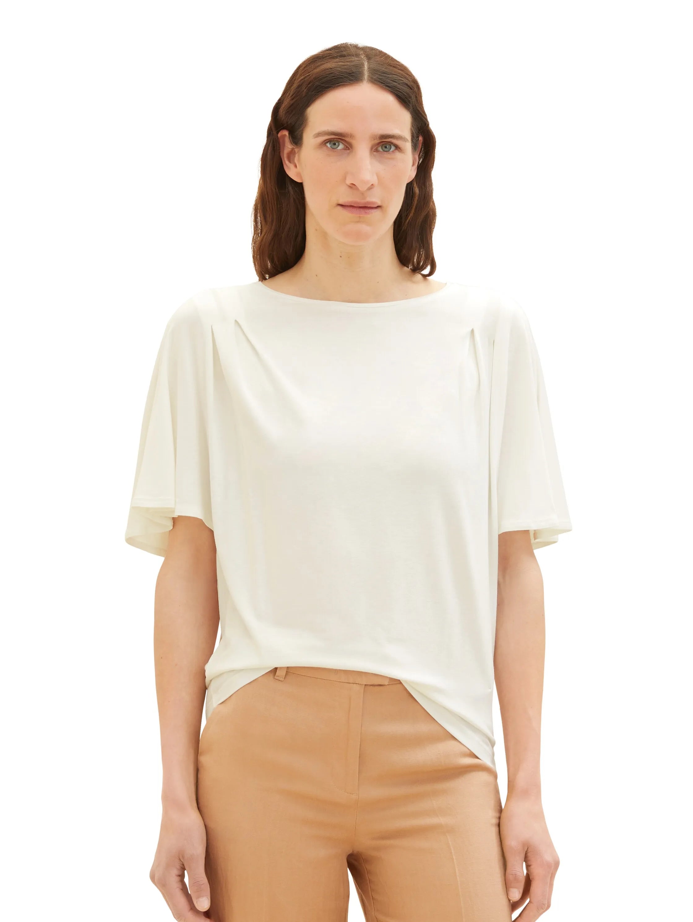 Tom Tailor Whisper White Women T-Shirt with Pleating SKU: 1036791_10315 Image 05