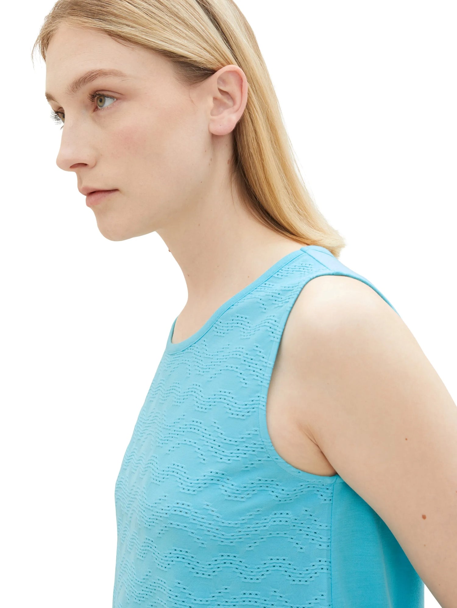Tom Tailor Teal Radiance Women Top with Lace Details SKU: 1036793_26007 Image 02