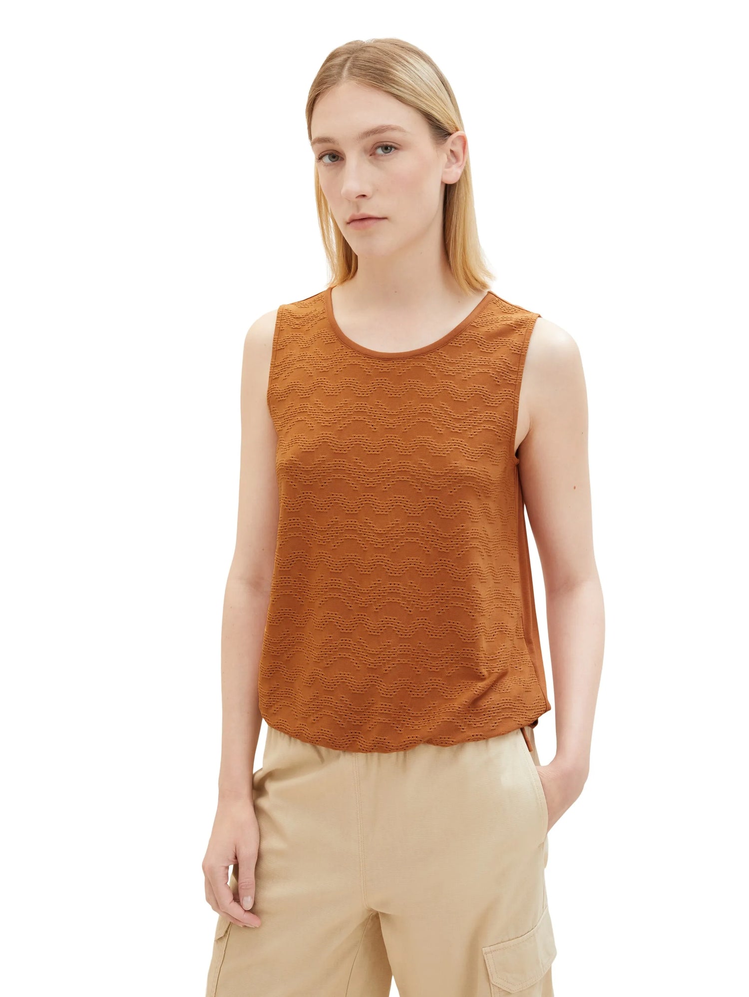 Tom Tailor Terracotta Brown Women Top with Lace Details SKU: 1036793_31650 Image 01
