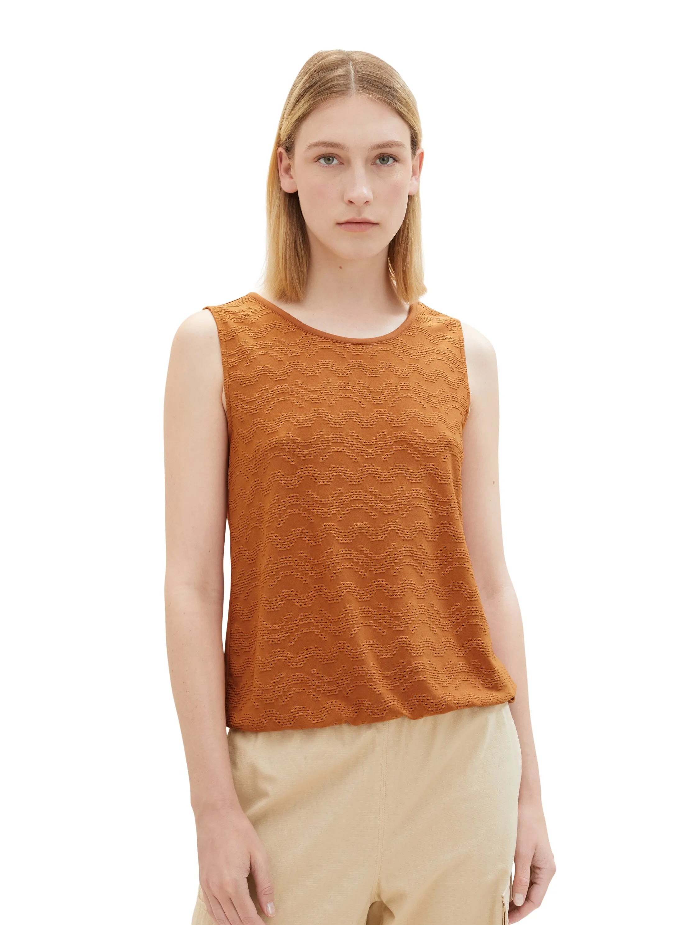 Tom Tailor Terracotta Brown Women Top with Lace Details SKU: 1036793_31650 Image 04