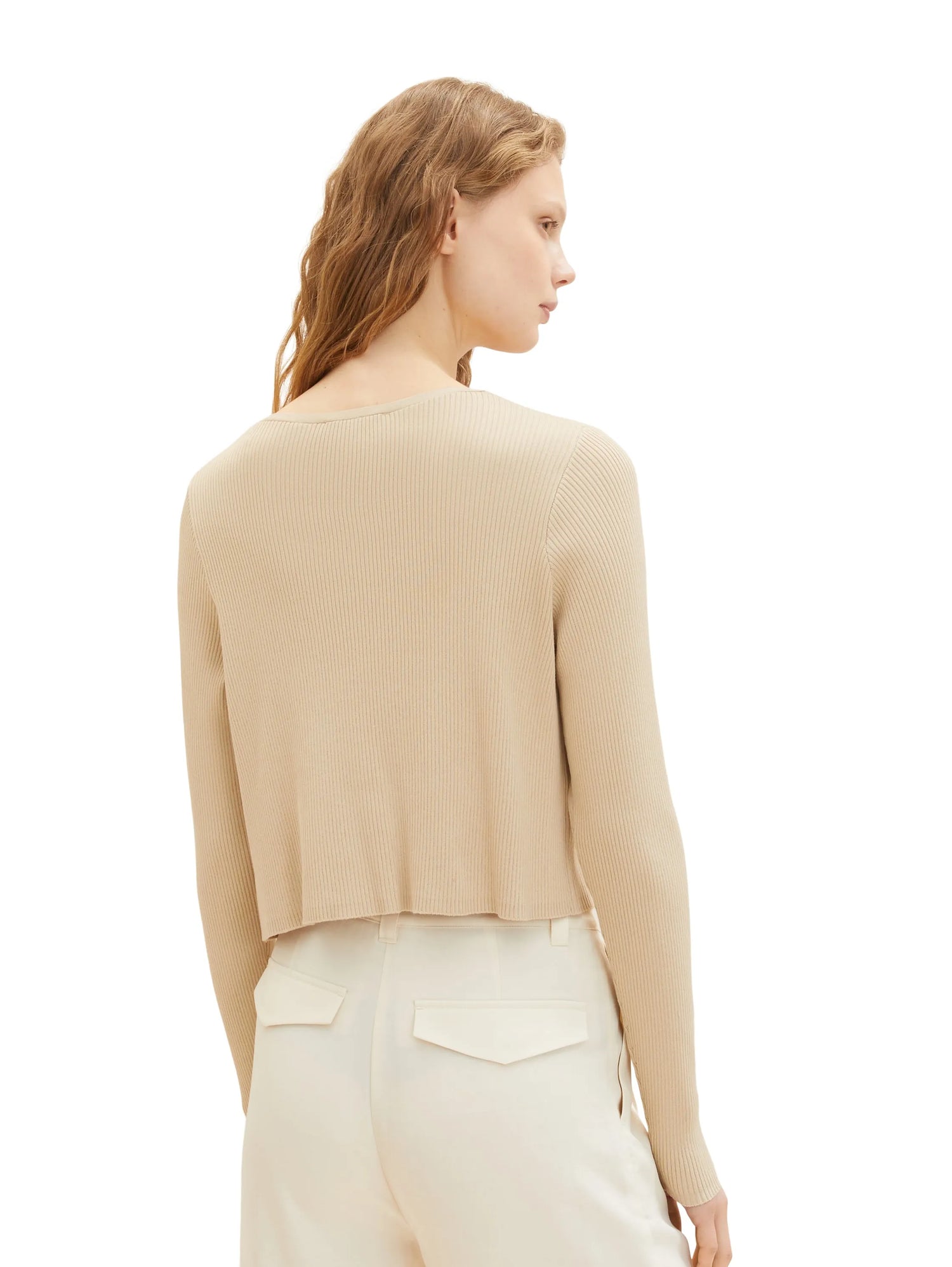 Denim Tom Tailor Dusty Sand Beige Women Regular Fit Long-Sleeved Cardigans SKU: 1036858_31700 Image 03