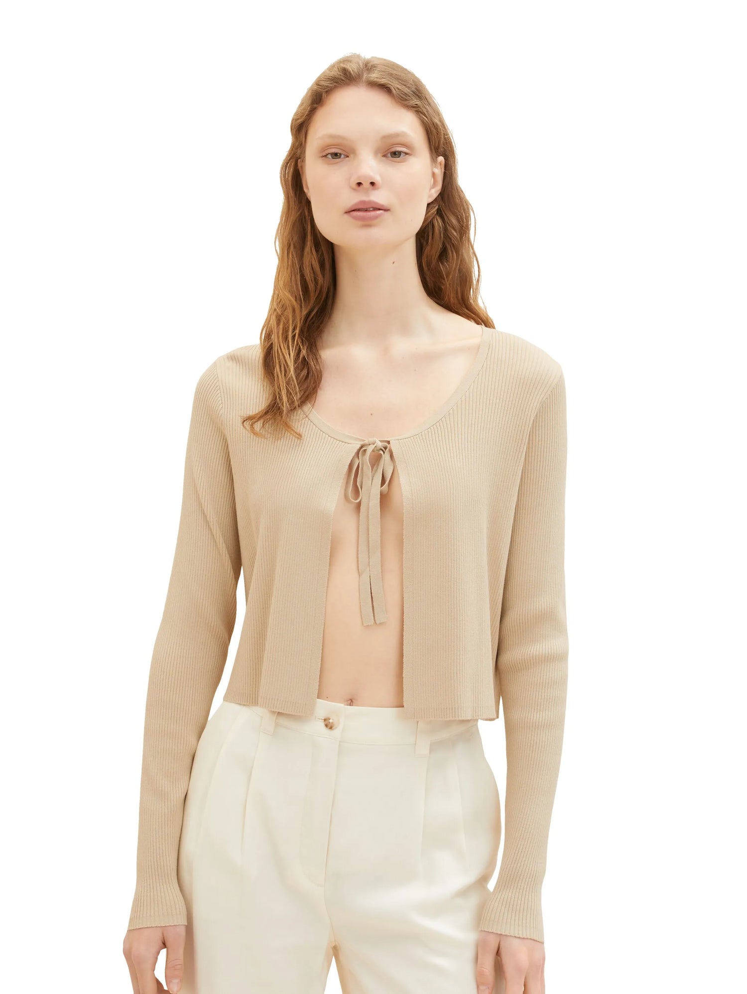 Denim Tom Tailor Dusty Sand Beige Women Regular Fit Long-Sleeved Cardigans SKU: 1036858_31700 Image 05