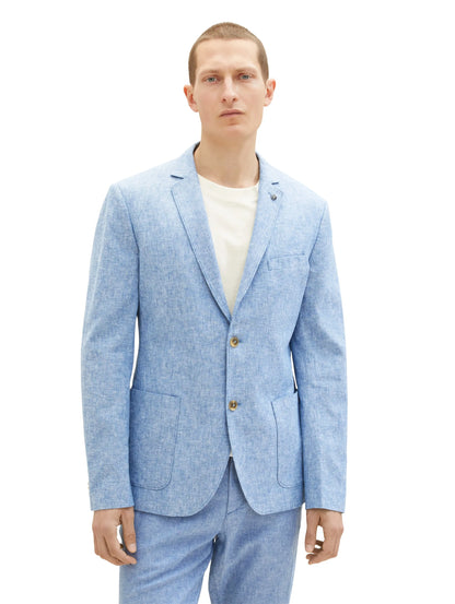 Tom Tailor Helsinki Night Blue Chambray Men Linen Blazer SKU: 1037190_26507 Image 04