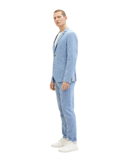 Tom Tailor Helsinki Night Blue Chambray Men Linen Blazer SKU: 1037190_26507 Image 05
