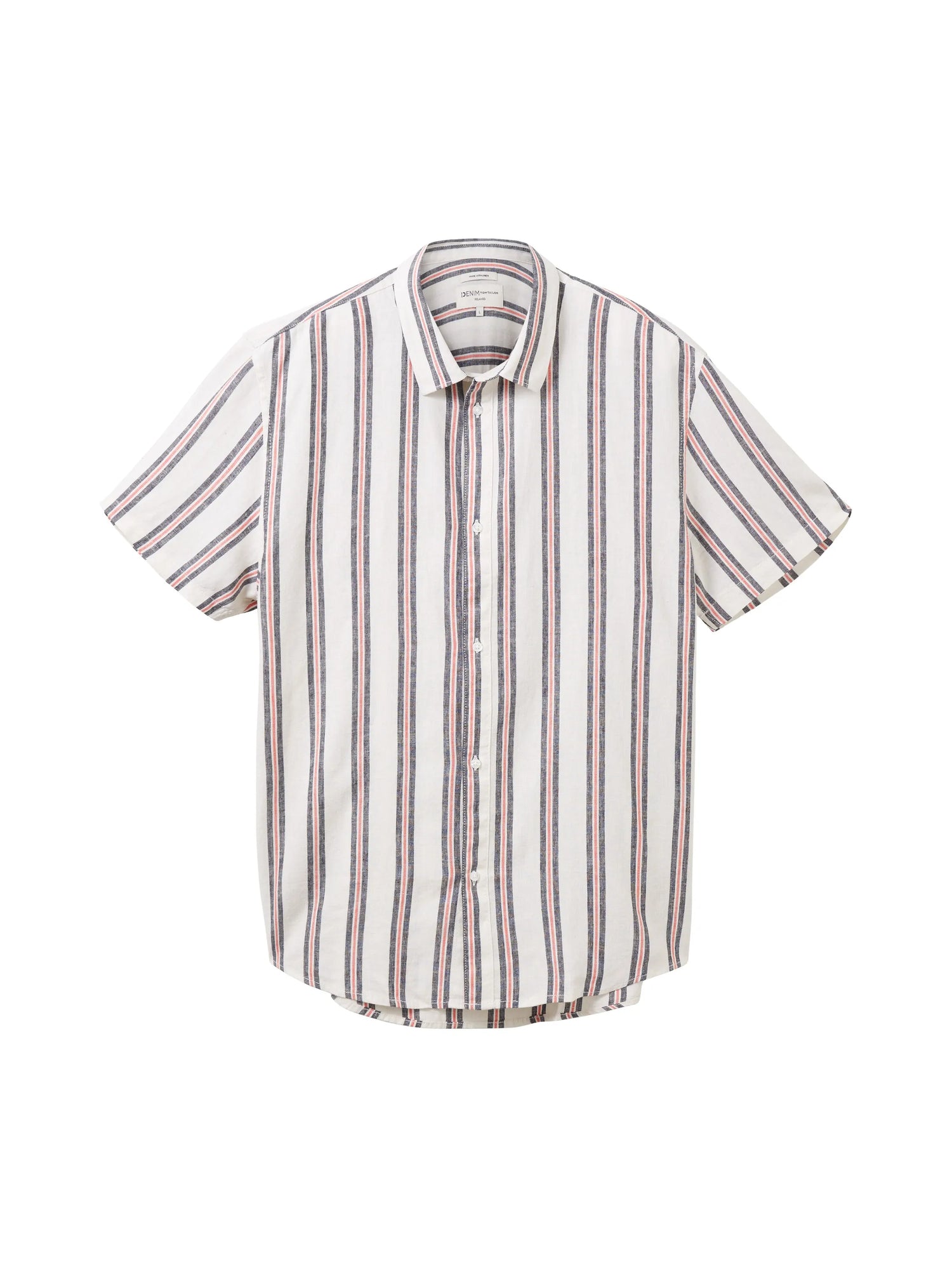 Denim Tom Tailor White Navy Red Stripe Men Striped Shirt SKU: 1037198_32131 Image 07