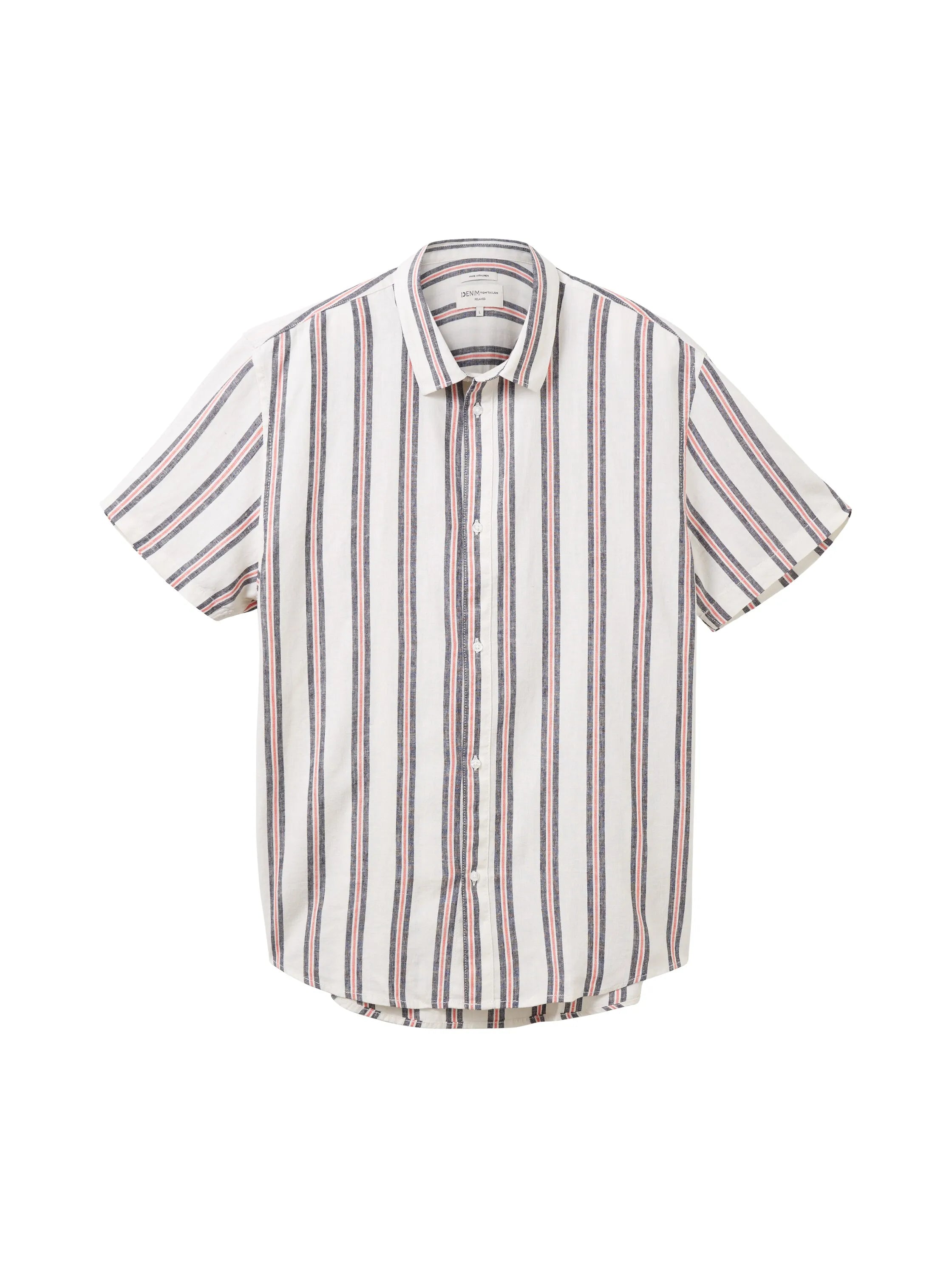 Denim Tom Tailor White Navy Red Stripe Men Striped Shirt SKU: 1037198_32131 Image 07
