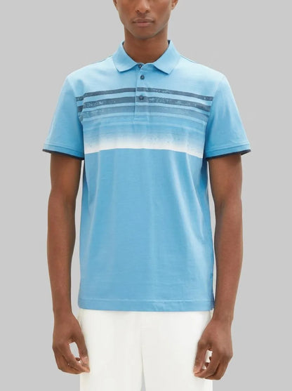 Tom Tailor Rainy Sky Blue Men Polo Shirt with a Print SKU: 1037278_18395 Image 00