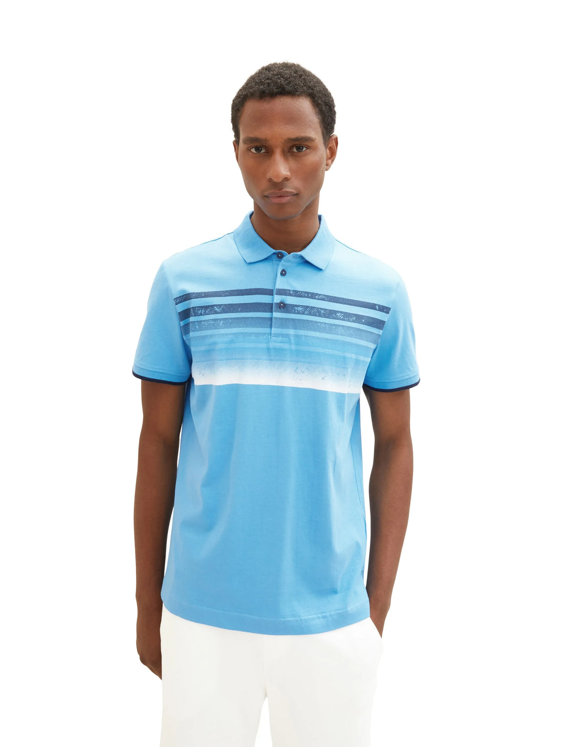 Tom Tailor Rainy Sky Blue Men Polo Shirt with a Print SKU: 1037278_18395 Image 01