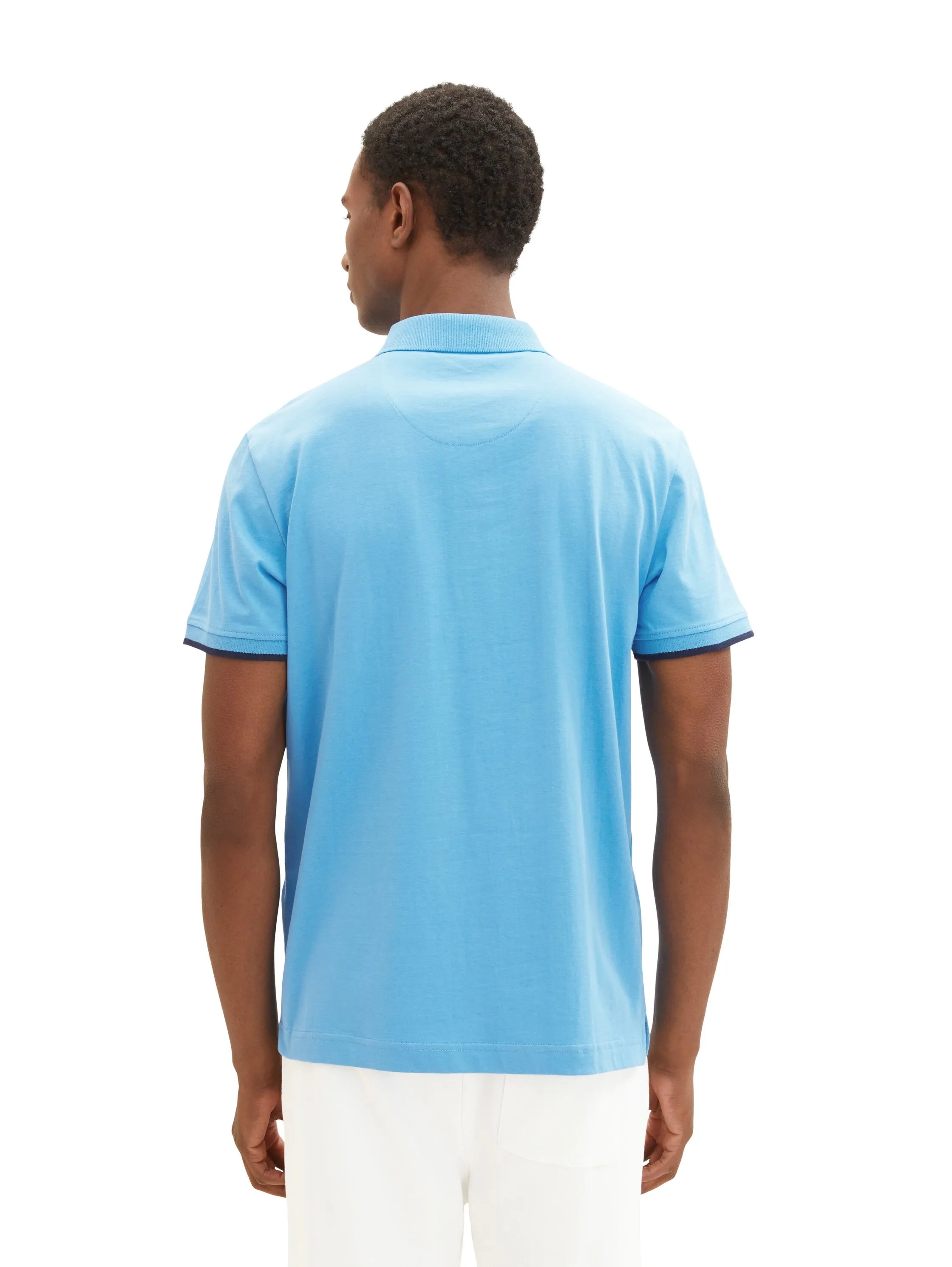 Tom Tailor Rainy Sky Blue Men Polo Shirt with a Print SKU: 1037278_18395 Image 03