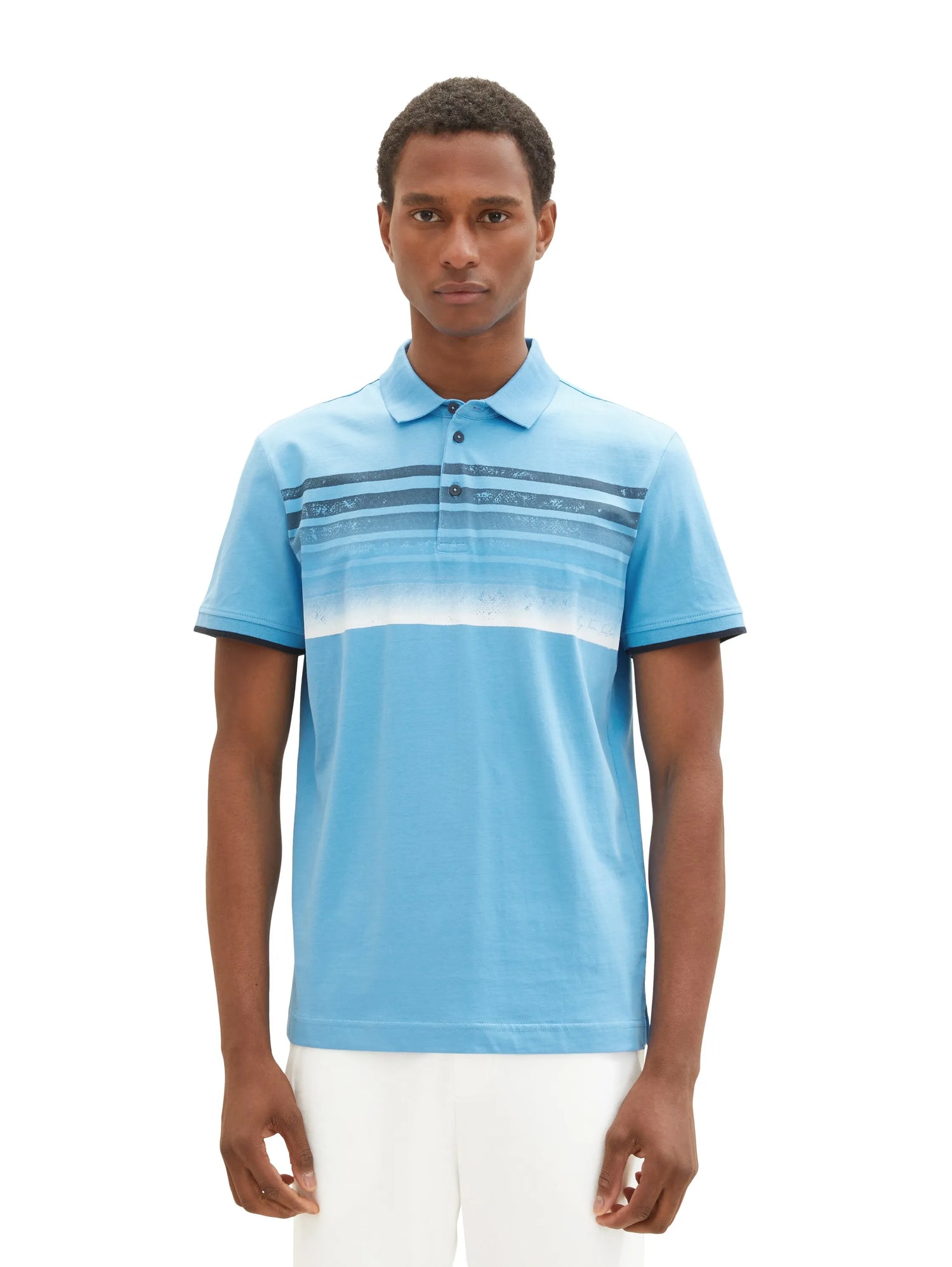 Tom Tailor Rainy Sky Blue Men Polo Shirt with a Print SKU: 1037278_18395 Image 04