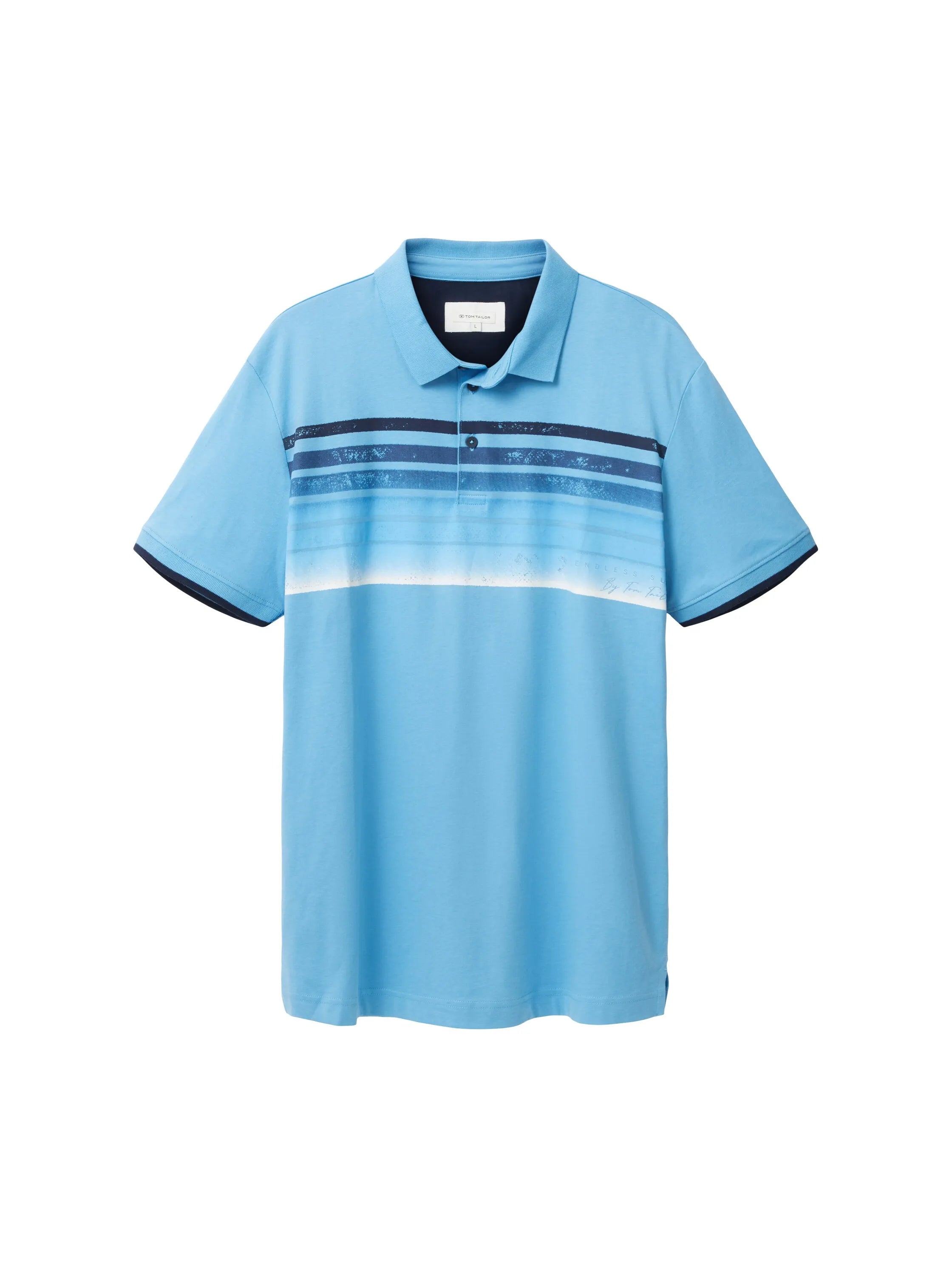 Tom Tailor Rainy Sky Blue Men Polo Shirt with a Print SKU: 1037278_18395 Image 07