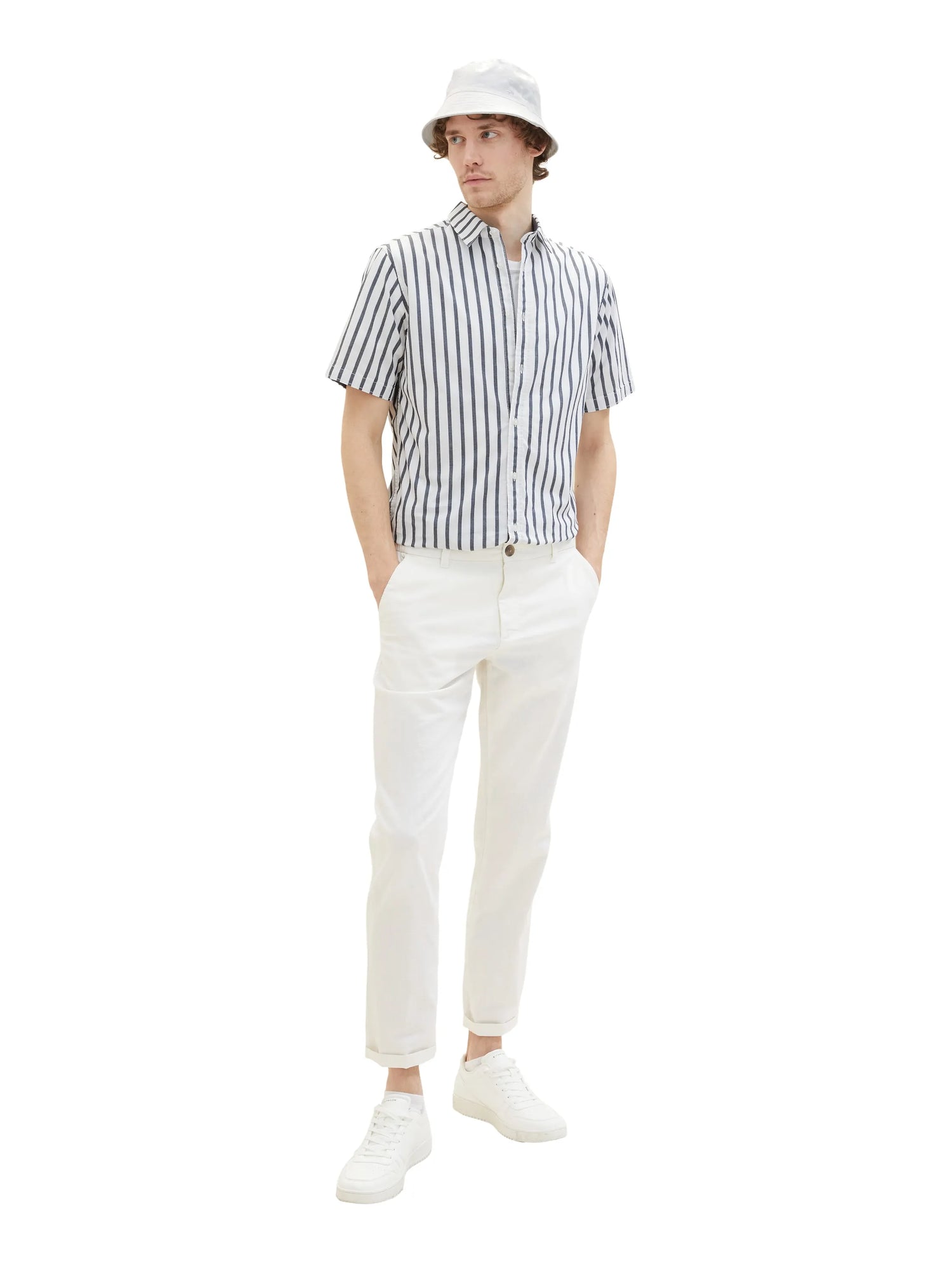 Tom Tailor Navy Off White Stripe Men Gestreiftes Hemd SKU: 1037282_31785 Image 02