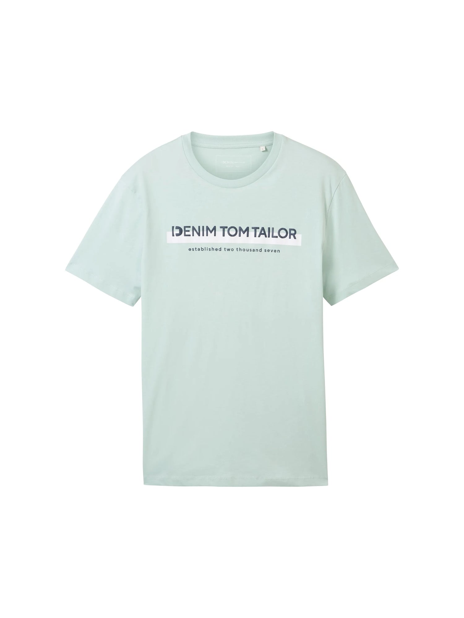 Denim Tom Tailor Sea Foam Men T-Shirt with Logo Print SKU: 1037653_17549 Image 07