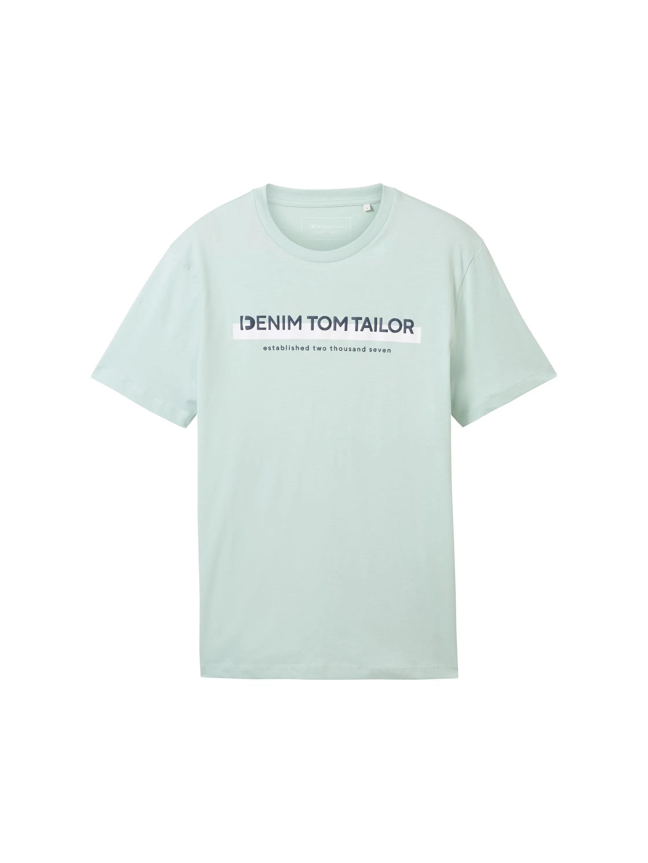 Denim Tom Tailor Sea Foam Men T-Shirt with Logo Print SKU: 1037653_17549 Image 07