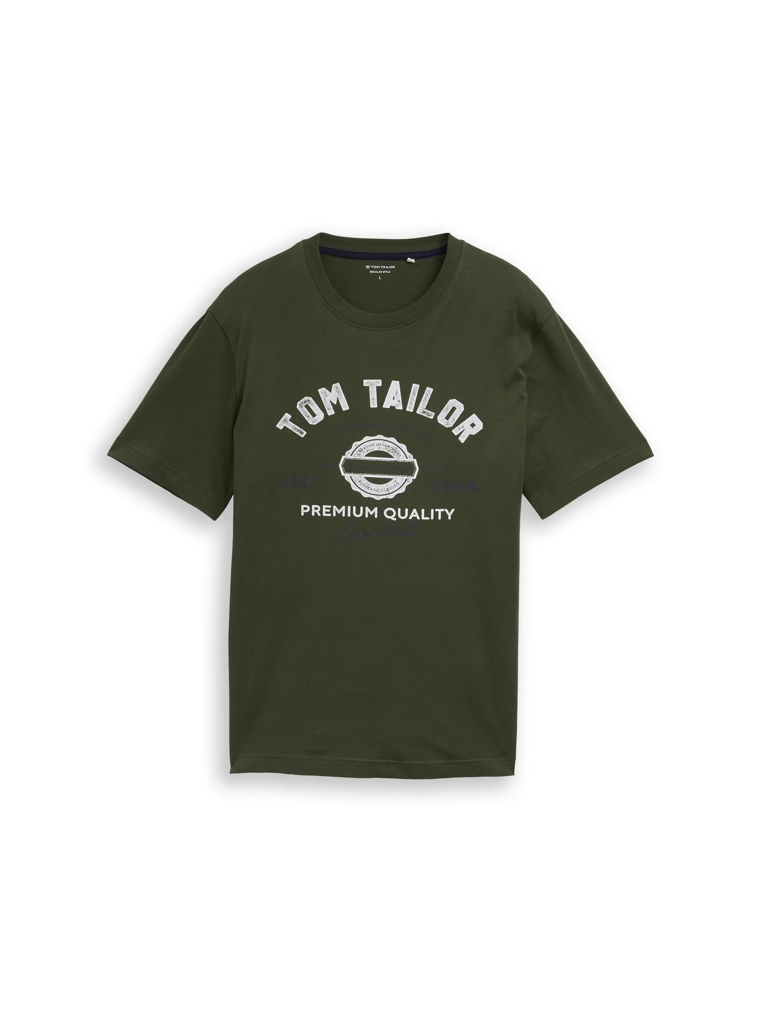 Tom Tailor Deep Forest Green Men T-Shirt with Logo Print SKU: 1037735_10920 Image 06
