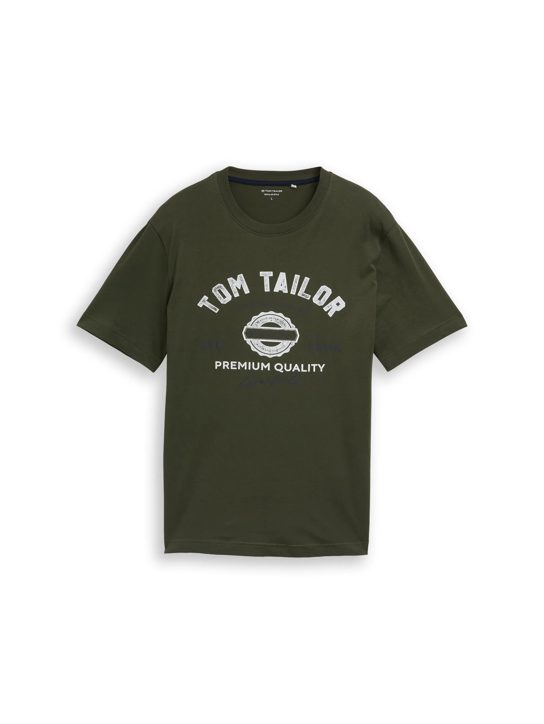 Tom Tailor Deep Forest Green Men T-Shirt with Logo Print SKU: 1037735_10920 Image 06