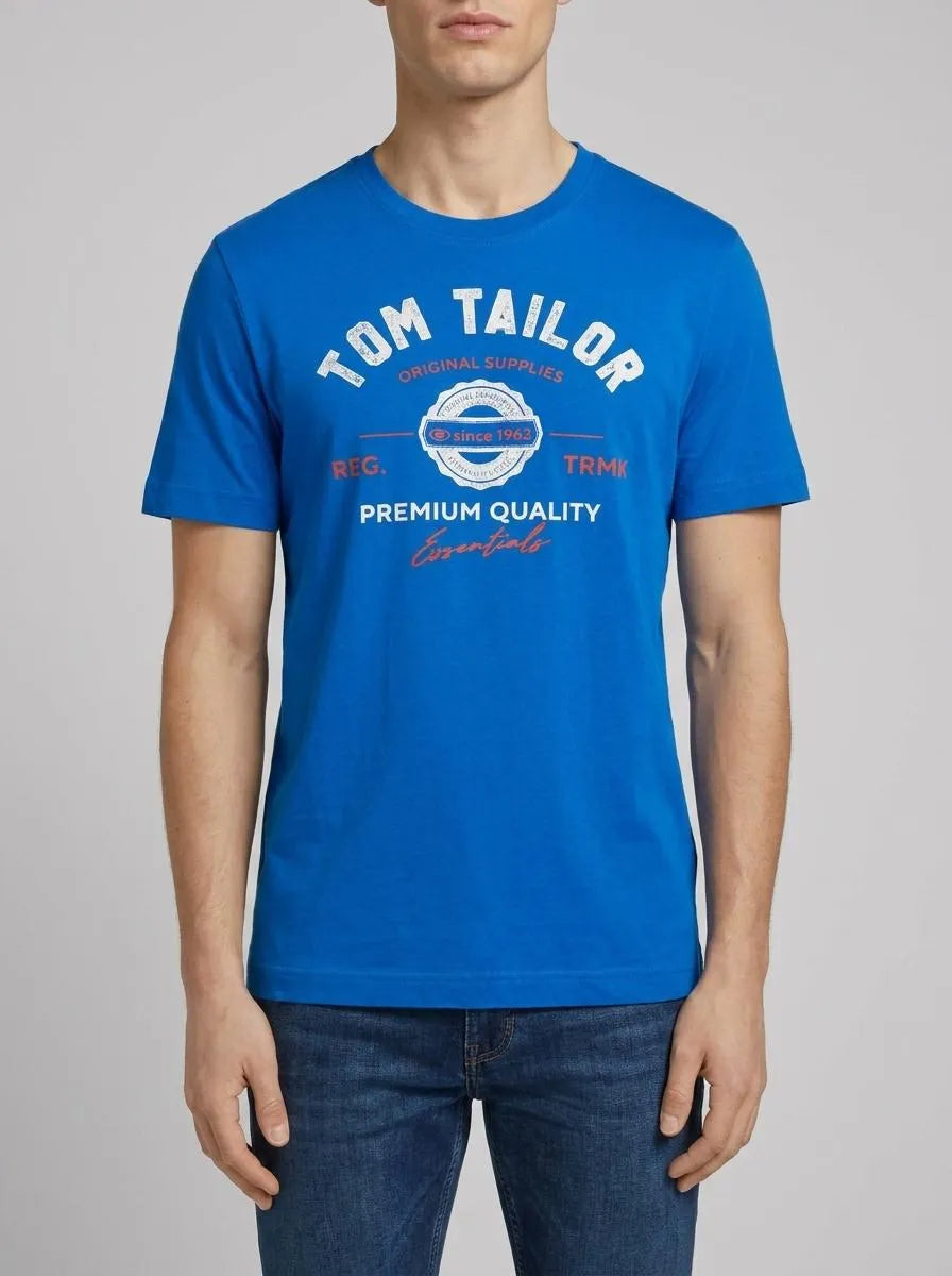 Tom Tailor Sure Blue Men T-Shirt with Logo Print SKU: 1037735_12393 Image 00