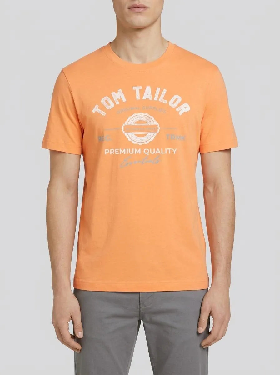 Tom Tailor Fruity Melon Orange Men T-Shirt with Logo Print SKU: 1037735_22195 Image 00