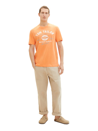 Tom Tailor Fruity Melon Orange Men T-Shirt with Logo Print SKU: 1037735_22195 Image 02