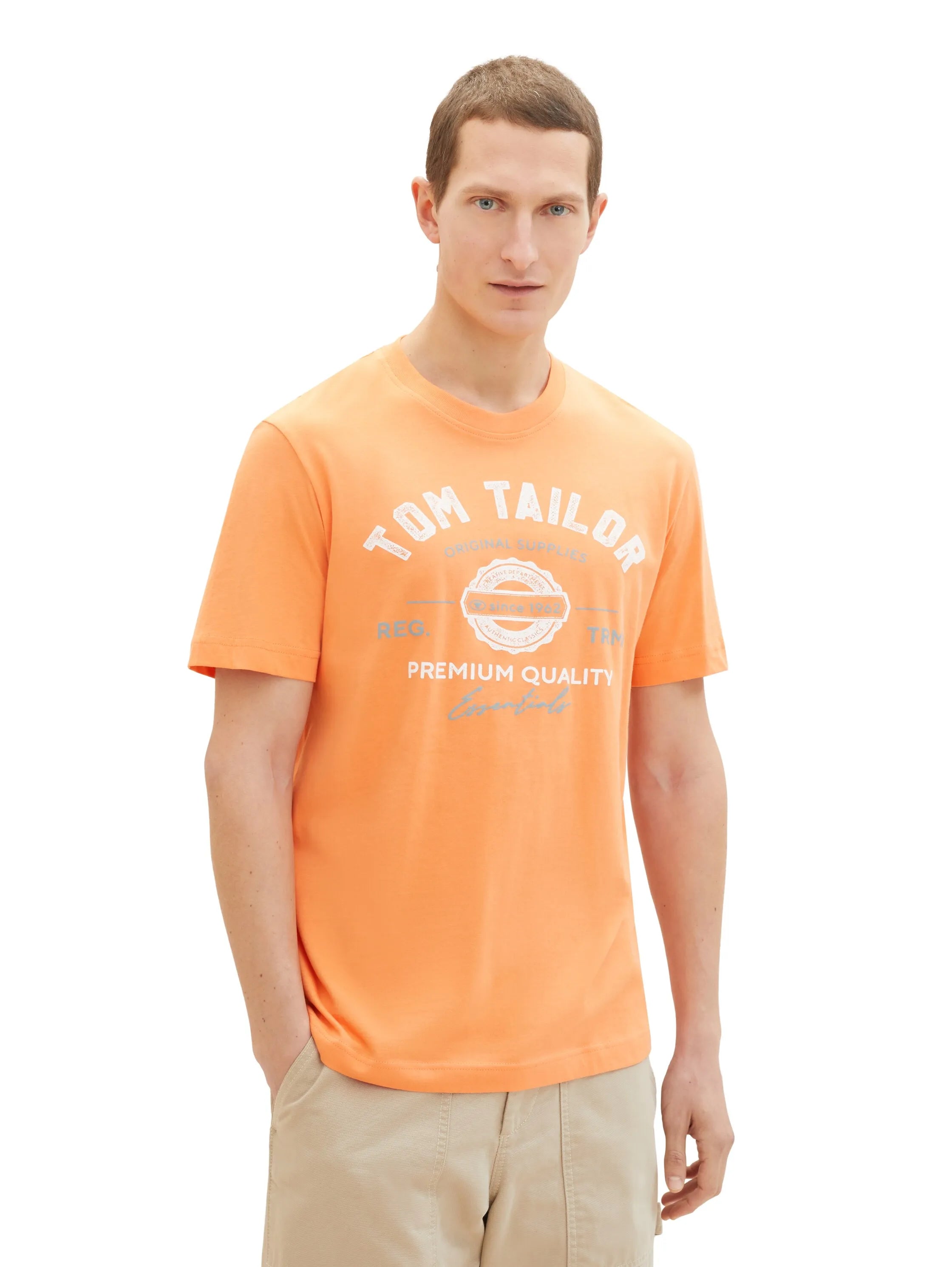 Tom Tailor Fruity Melon Orange Men T-Shirt with Logo Print SKU: 1037735_22195 Image 06