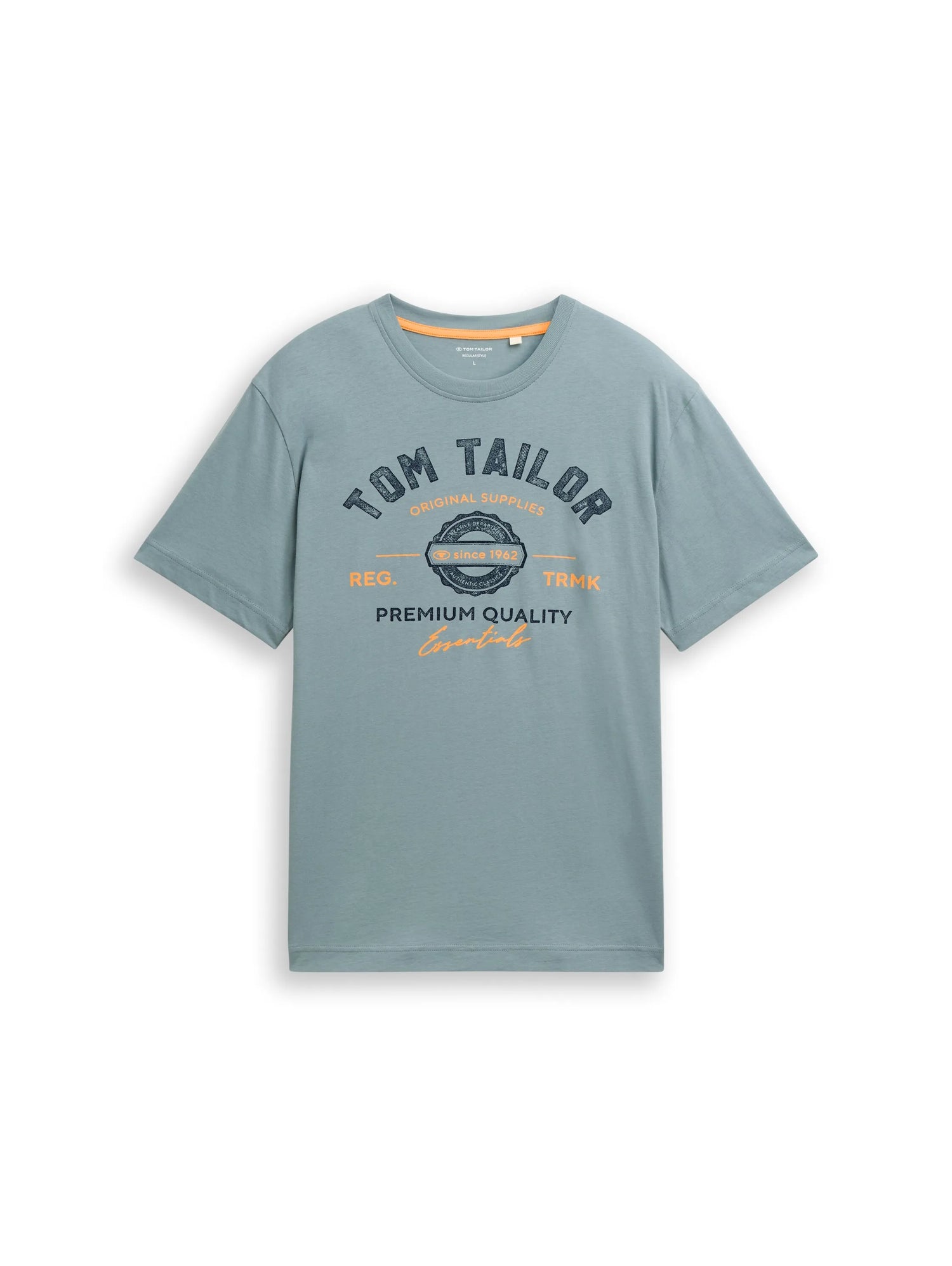 Tom Tailor Grey Mint Men T-Shirt with Logo Print SKU: 1037735_27475 Image 06