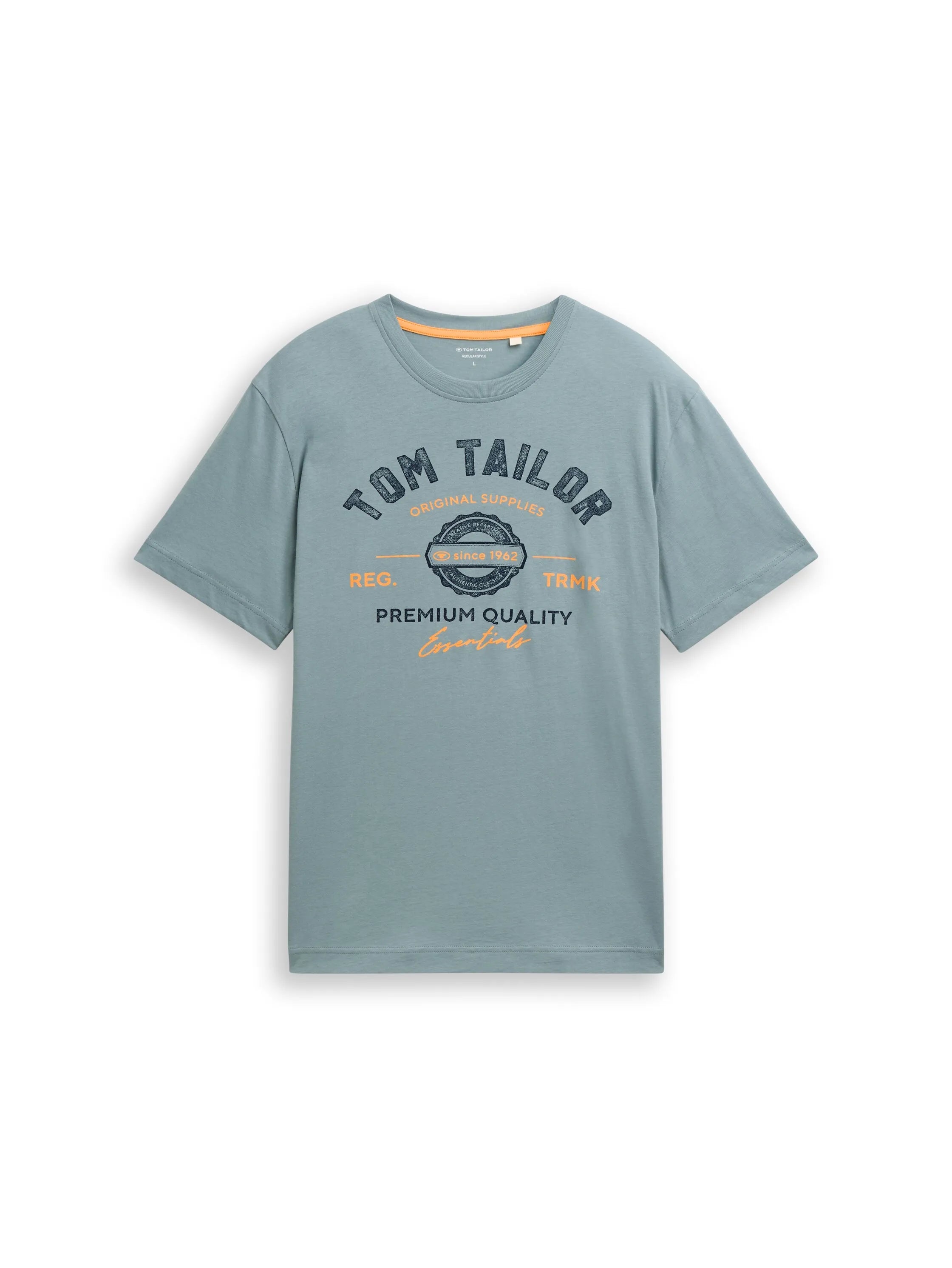 Tom Tailor Grey Mint Men T-Shirt with Logo Print SKU: 1037735_27475 Image 06