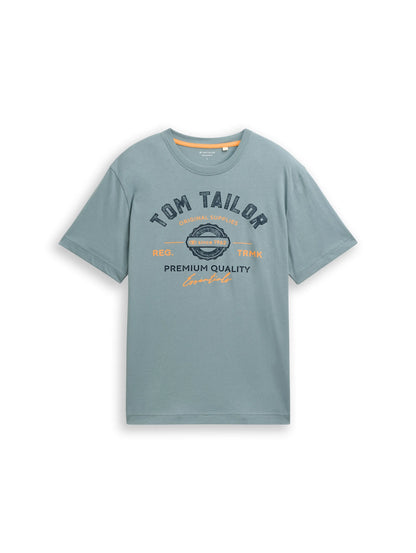 Tom Tailor Grey Mint Men T-Shirt with Logo Print SKU: 1037735_27475 Image 06