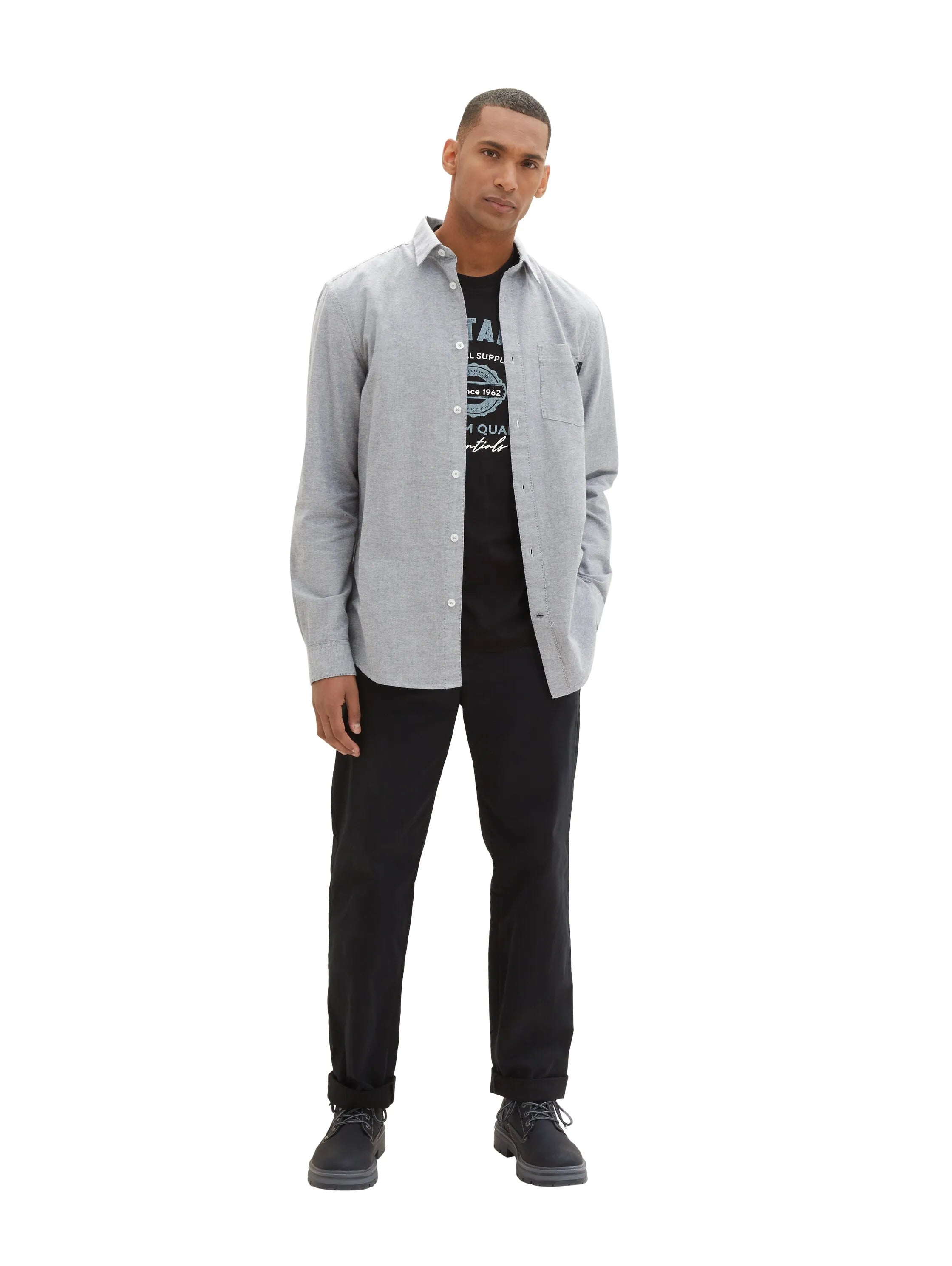 Tom Tailor Black Men T-Shirt with Logo Print SKU: 1037735_29999 Image 02