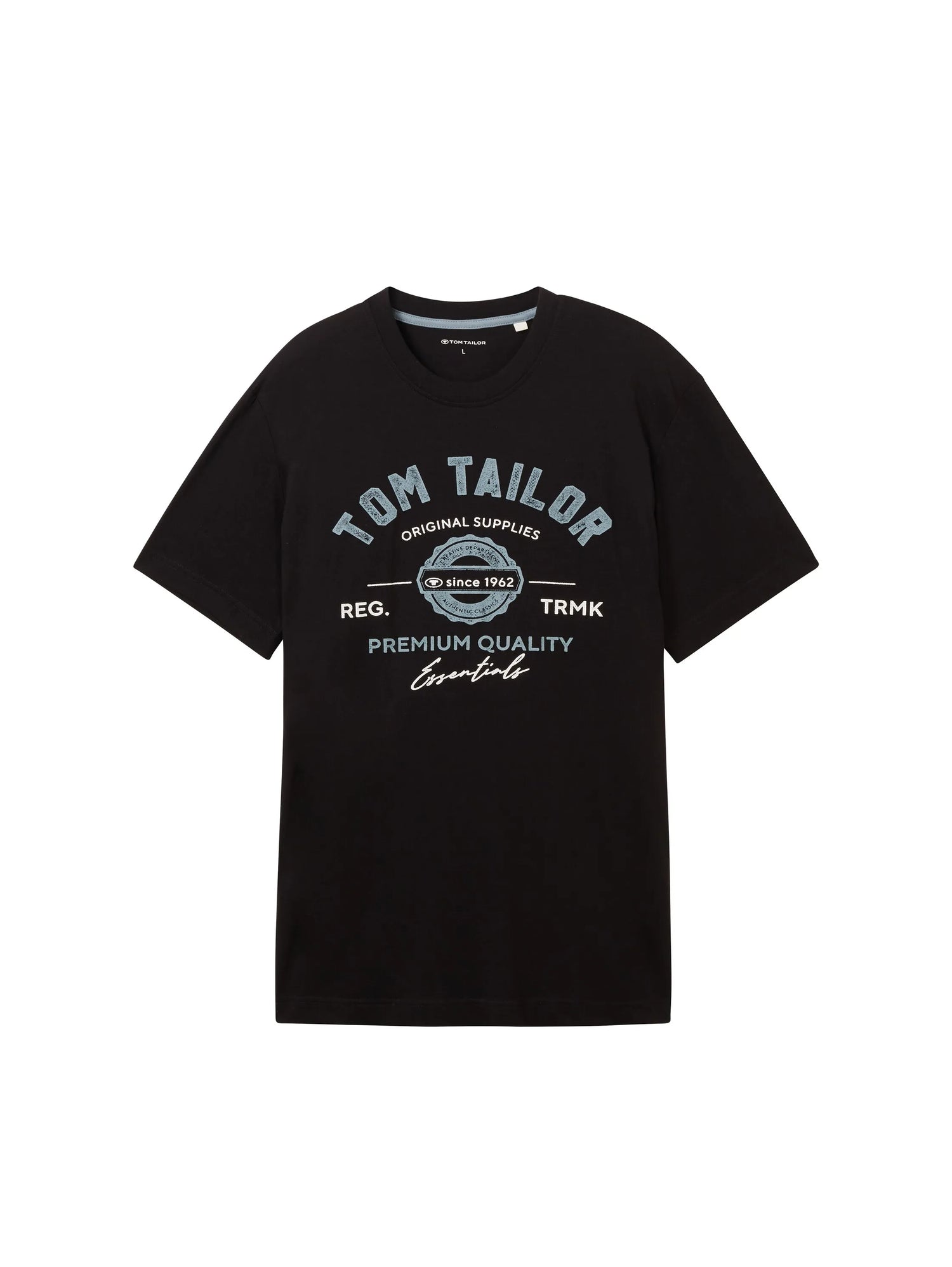 Tom Tailor Black Men T-Shirt with Logo Print SKU: 1037735_29999 Image 07