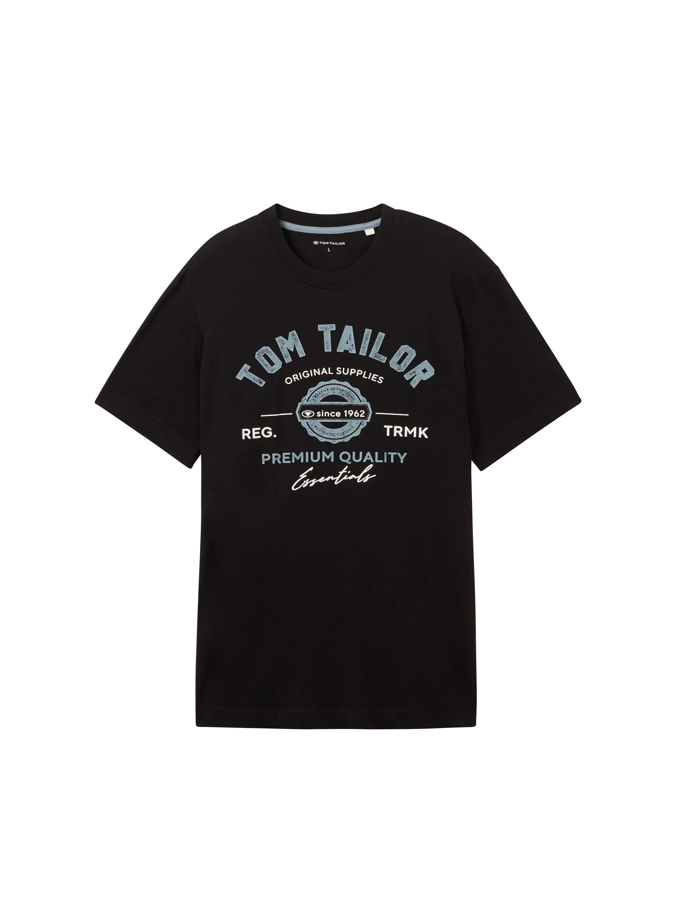 Tom Tailor Black Men T-Shirt with Logo Print SKU: 1037735_29999 Image 07