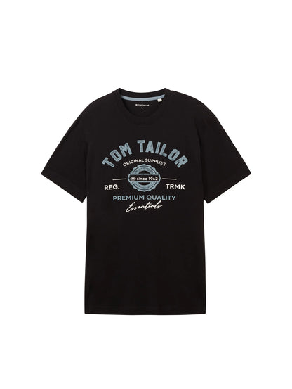Tom Tailor Black Men T-Shirt with Logo Print SKU: 1037735_29999 Image 07