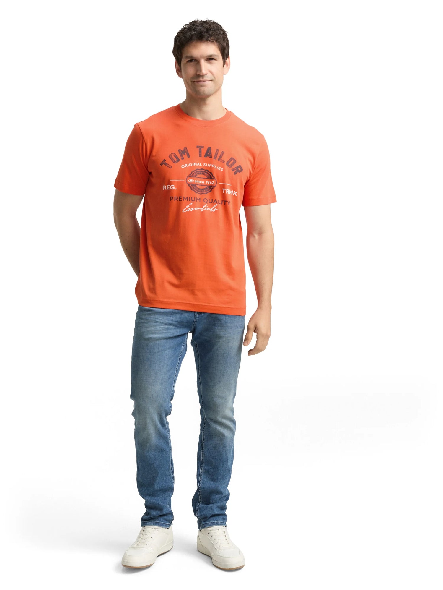 Tom Tailor Pale Red Men T-Shirt with Logo Print SKU: 1037735_38891 Image 01