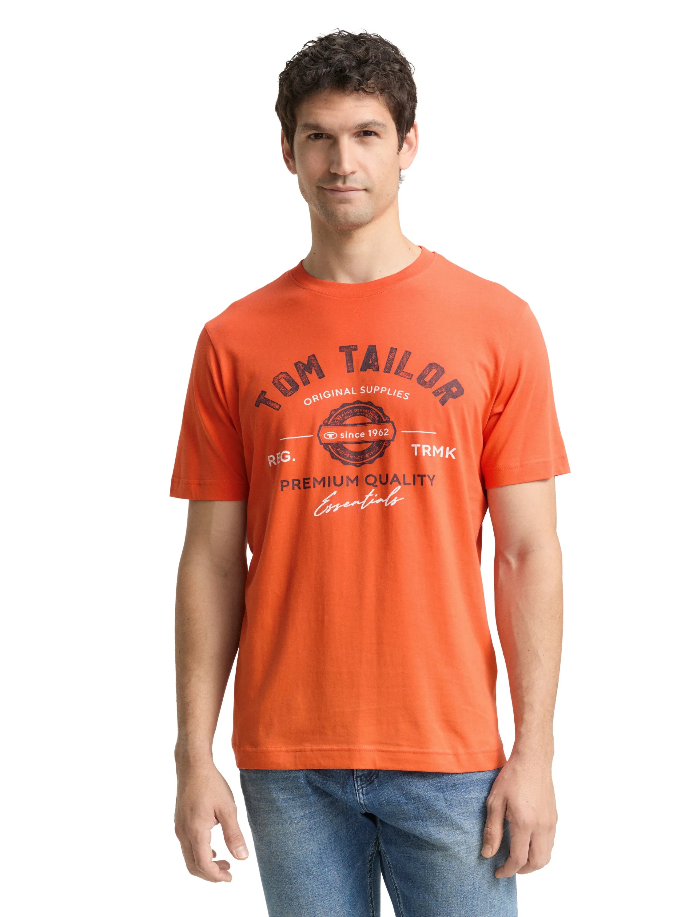 Tom Tailor Pale Red Men T-Shirt with Logo Print SKU: 1037735_38891 Image 03