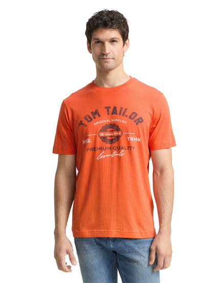 Tom Tailor Pale Red Men T-Shirt with Logo Print SKU: 1037735_38891 Image 03