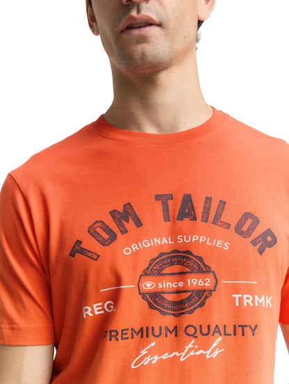 Tom Tailor Pale Red Men T-Shirt with Logo Print SKU: 1037735_38891 Image 04