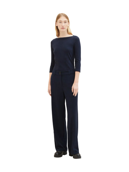 Tom Tailor Real Navy Blue Women T-Shirt with a Submarine Neckline SKU: 1038028_10360 Image 02