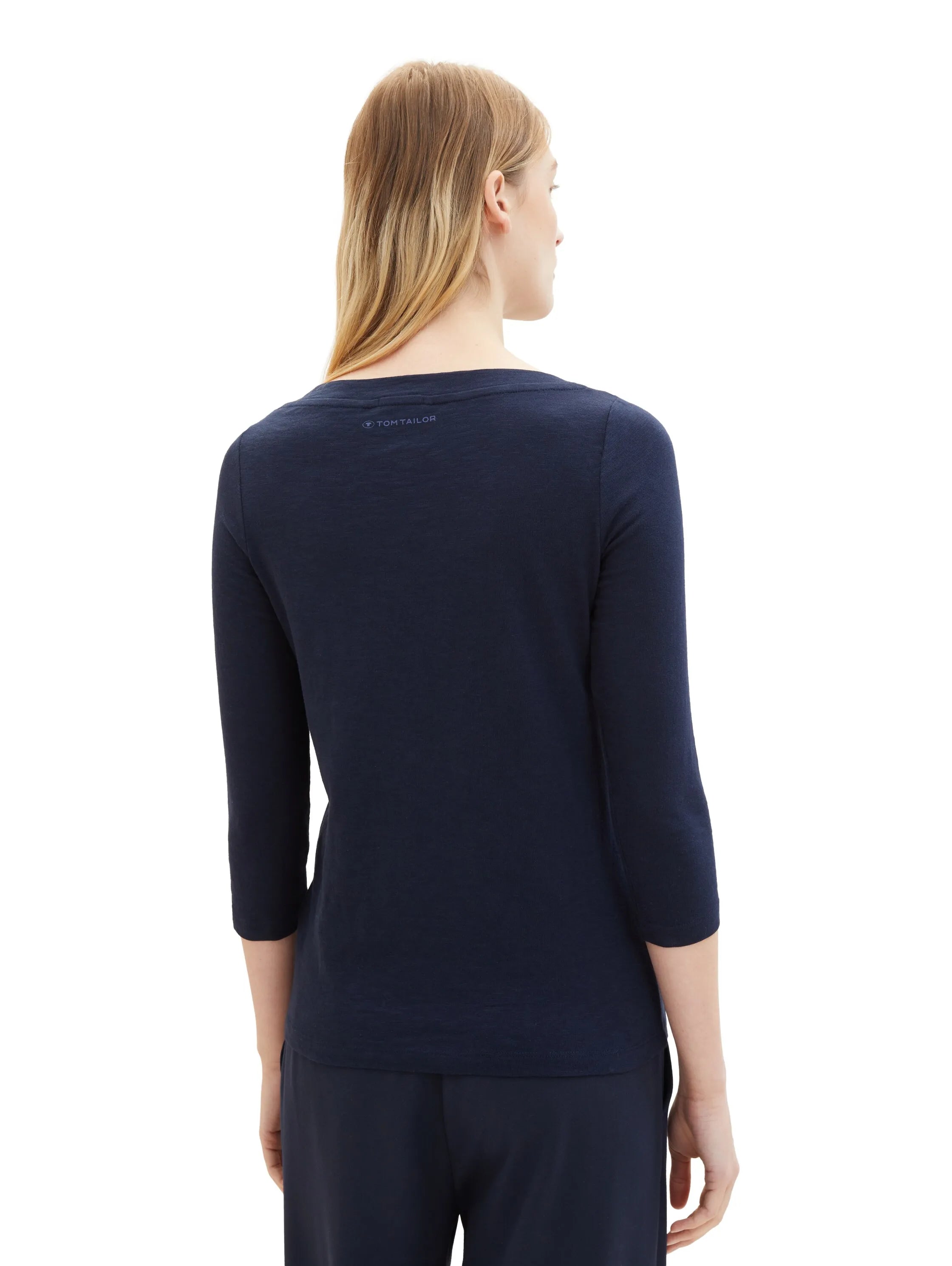 Tom Tailor Real Navy Blue Women T-Shirt with a Submarine Neckline SKU: 1038028_10360 Image 03