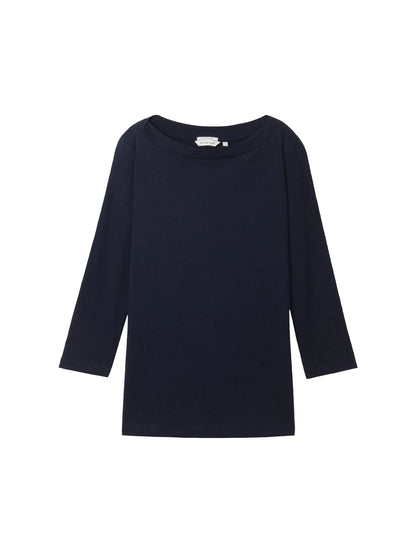 Tom Tailor Real Navy Blue Women T-Shirt with a Submarine Neckline SKU: 1038028_10360 Image 07
