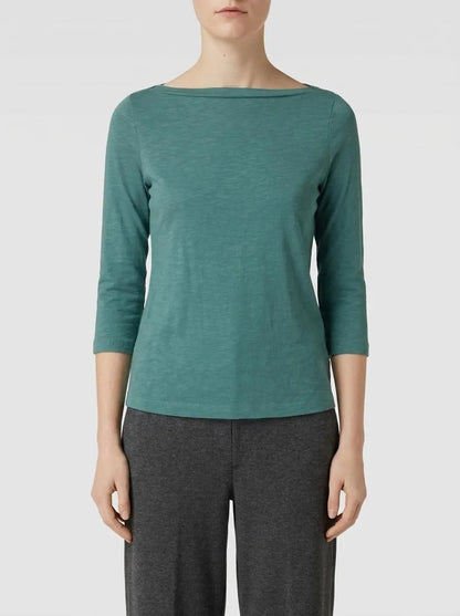 Tom Tailor Sea Pine Green Women T-Shirt with a Submarine Neckline SKU: 1038028_10697 Image 00